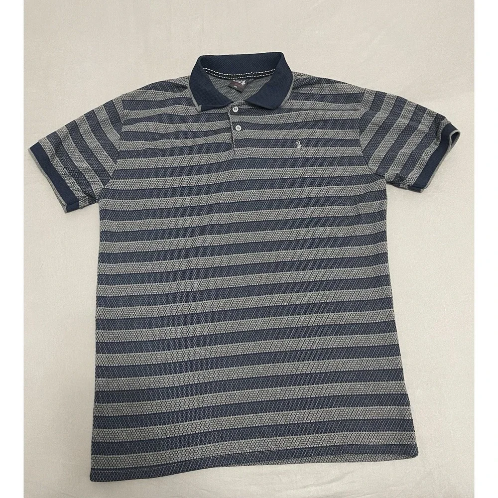 Vintage Polo Ralph Lauren Honeycomb Striped Knit Polo Shirt Men's XXL Gray Pony